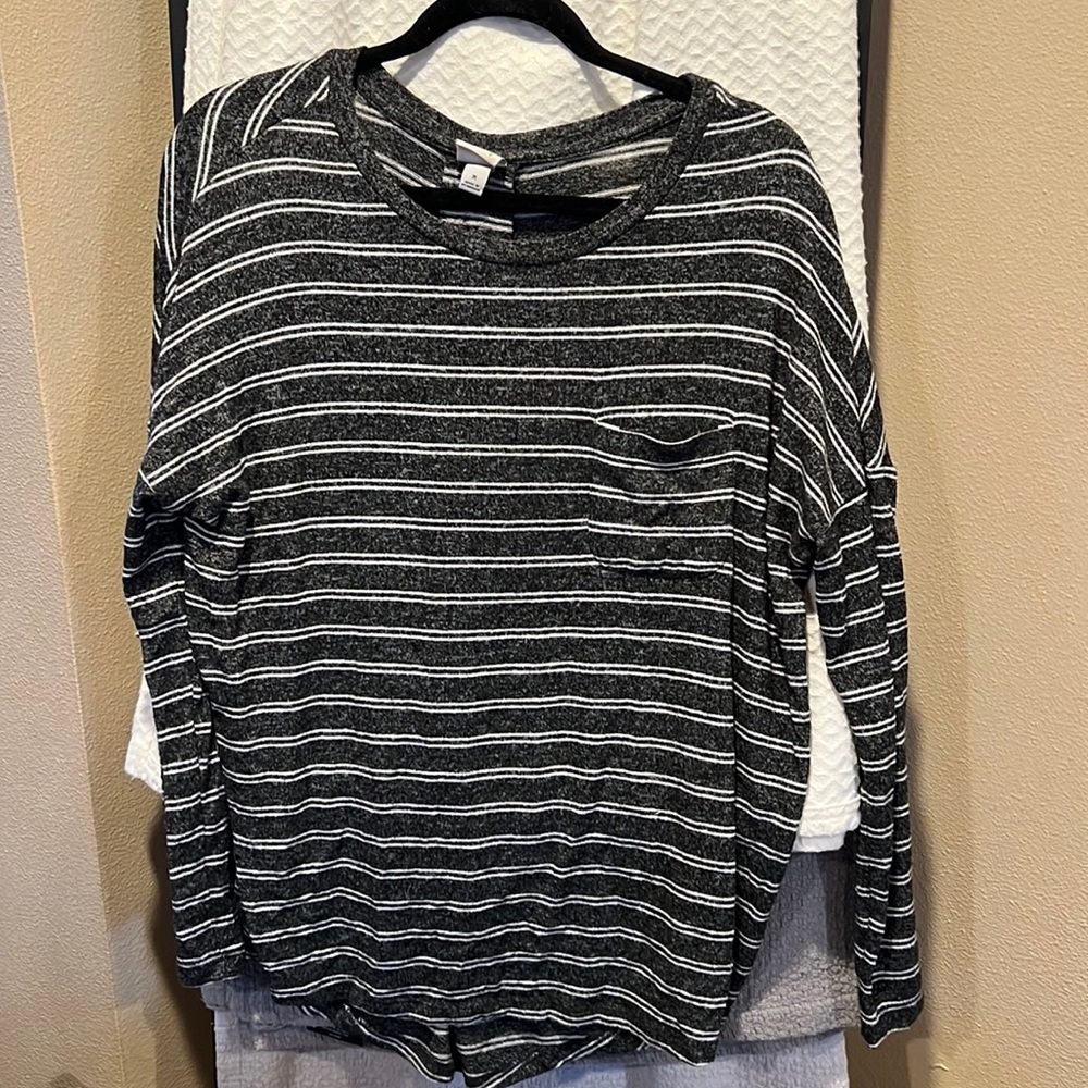 Grey and white striped long sleeve